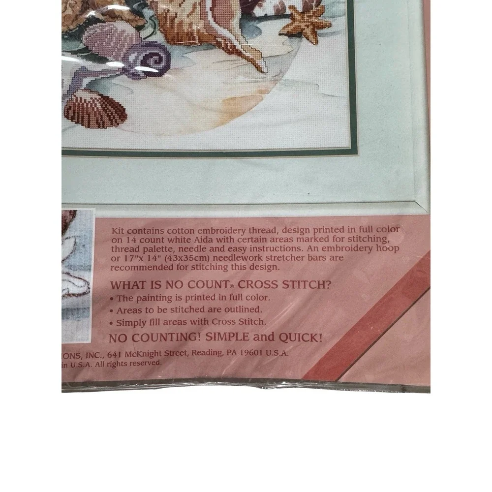 Vtg Dimensions From The Heart Seashells In The Sand No Count‎ Cross Stitch 53921